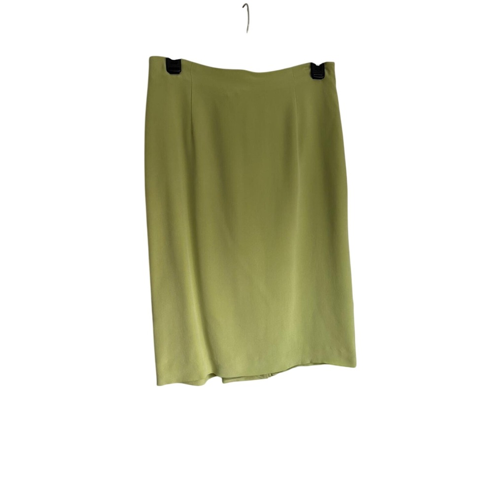 Diane von Furstenberg Silk Assets Lime Green Midi Skirt 100% Silk‎ Womens Medium